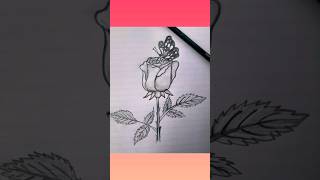 Butterfly on rose drawing 🌹🌹 #shorts #ytshorts #drawing #new #celebratewithshorts #trending