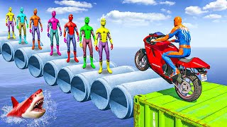 🔴Spiderman & Rainbow Minion Team Pool Parkour in GTA 5 (Funny moments, Fails & Euphoria Physics)