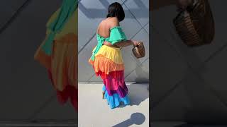 Colorful Tiered Skirt Set