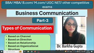 3/Types of Communication/Based on Channel/ Direction/ Relationship/ Organizational Structure/ Barkha