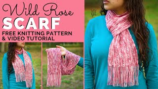 Wild Rose Scarf - One Skein Sock Yarn Project - Free Knitting Pattern by Yay For Yarn