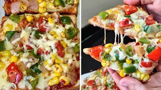 EASY Bread PIZZA Recipe | BREAD PIZZA on Tawa | Pizza at home without Oven | Instant Pizza Sauce