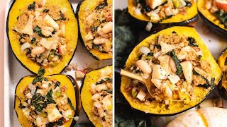 Stuffed Acorn Squash | vegetarian fall or Thanksgiving dinner recipe