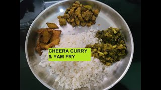 What I cooked for lunch 😊(863) spinach curry, yam fry 😊