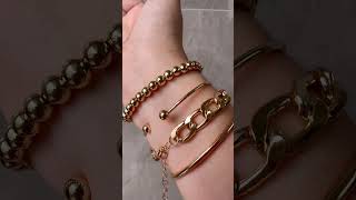 Conjunto de Pulseiras Dourada Bracelete Mix 4 peças