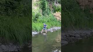 Lil man catches Real nice catfish with a musky spinner!!!