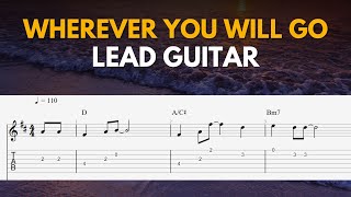 Lead Guitar - Wherever You Will Go - The Calling  | Easy Fingerstyle Guitar TAB