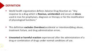 ADVERSE DRUG REACTIONS Definition and History Part-1