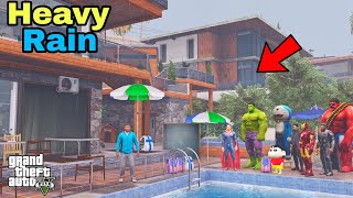 Franklin and Shinchan Tution Classes is Holiday Due TO Heavy RAIN in LOS SANTOS IN GTA V