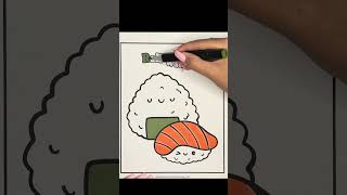 Cute Sushi Coloring // Satisfying Coloring Videos #art #satisfyingcoloring #coloringbook #asmr