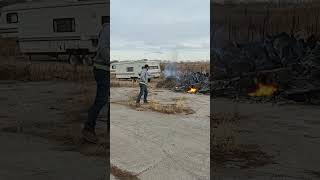 shooting fireballs at a fuel tank #short #tiktok #explosion