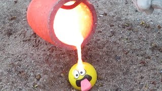 EXPERIMENT: LAVA VS  Smile sling shot ball.