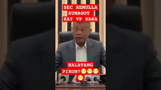 SEC REMULLA MAY SAGOT KAY VP SARA MEDYO PIKON BA? #pbbm #duterte #saraduterte