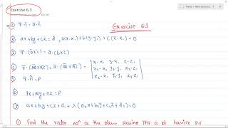 Lect 06: Plane | Exercise 6.3 Part 1 | All questions with Solution | 12th State Board | Plane in 3D