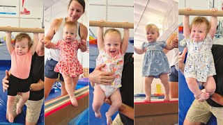 One year old quintuplets try out gymnastics!