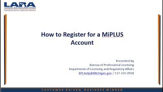 Register for a MiPLUS Account