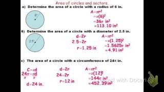 Area of Circles and Sectors