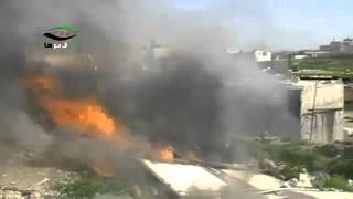 Syria   Fires Burn in Ain Tarma as Assad Bombs Damascus Sububs to Stop Rebel Advance 2 27 13