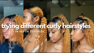 Trying diffrent curly hairstyles | in depth curly hair tutorial | DAVINE RILEY