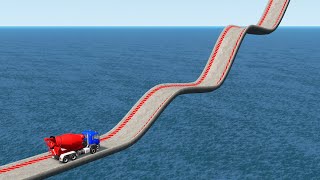 Impossible Slide Bridge Climbing Cars Vs Cliff and Deep Water - BeamNG.Drive