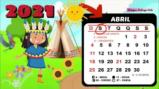 Calendário Dia 12 de Abril para aulas remotas - Dia do Índio (Educação Infantil)