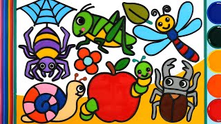 Insects and Bugs Jelly Painting & Coloring for Kids, Toddlers | Menggambar Dan Mewarnai laba-laba