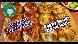 Poppy Seeds/Beetroot Bread Rolls/How to make soft and healthy poppy seeds and beetroot bread rolls?