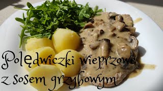 POLĘDWICZKI WIEPRZOWE Z SOSEM GRZYBOWYM - pomysł na lekki obiad z pary