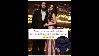 Sangeet Invitation of Anant Ambani -Radhika