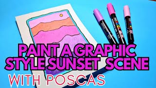 How to Paint a Sunset  Mountain Range Scene with Poscas