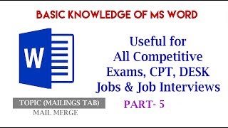 Learn MS Word 2007 - Mailings Tab in Hindi | Mail Merge | Part 5| complete tutorial