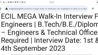 ECIL MEGA WALK IN DRIVE | ENGINEERING JOBS | LATEST JOB 2023