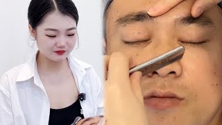 💈ASMR | Removes dead skin and whiskers from men's faces! 🪒  Enjoy wet shave and head shave.