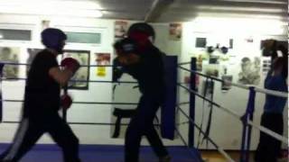 Round 2 of sparring at the Clovenstone Boxing Club, Edinburgh. 2012.