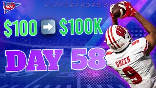 $100 into $100K Challenge | Day 58 | Free CFB Picks & Predictions 8/30/24