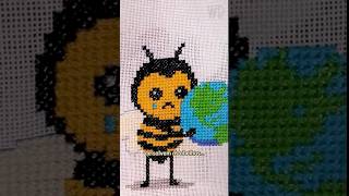 🐝 Abelha em ponto cruz  #crossstitch #pontocruz