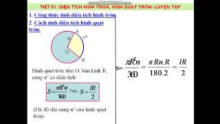 TOÁN 9 TUẦN 26 DIEN TICH HINH TRON HINH QUAT TRON