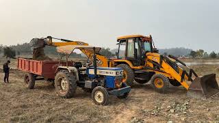 JCB 3DX Backhoe Sand Stone And Mud Loading in Mahindra B 275 Di Swaraj 735 FE And Mahindra 475 Di