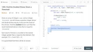 LeetCode 1283. [Medium] Find the Smallest Divisor Given a Threshold