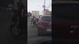 Crazy motorcycle driver get's run over trying to open driver's door!