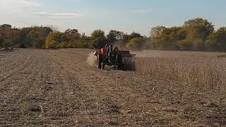 Allis 72 combine and 70 John Deere cutting beans at the DuValls