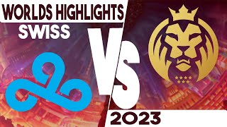 C9 vs MAD Highlights | SwissStage | Worlds 2023 | Cloud 9 vs Mad Lions