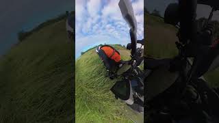 Falling off the KTM 390 Adv during Ridge Ride Simulation Exercise.