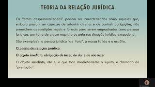 Teoria da relação jurídica 2ª parte