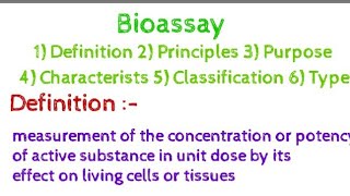 BIOASSAY | Bioassay QC pharmacy Exam Notes | Difinition, principles, purpose and types of Bioassay |