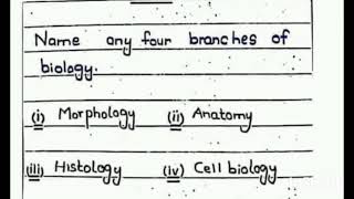 name the major branches of biology