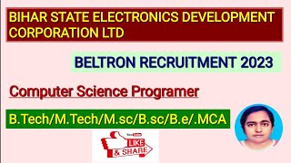 bihar beltron recruitment for computer science/ programer/ Apply online 2023 hurry up!