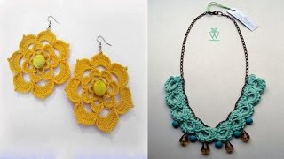 TEJE COLLARES Y ARETES PARA DAMAS TEJIDOS A CROCHET Nº 06