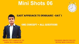 How to approach inorganic chemistry Day 1#Mini shots 6#Never miss concepts of #cee