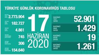 17 Haziran 2020 Türkiye Korona virüs günlük tablosu